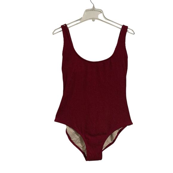 Kona Sol Textured Tie Back One Piece Swimsuit Size XL Burgundy NWOT - Picture 1 of 10